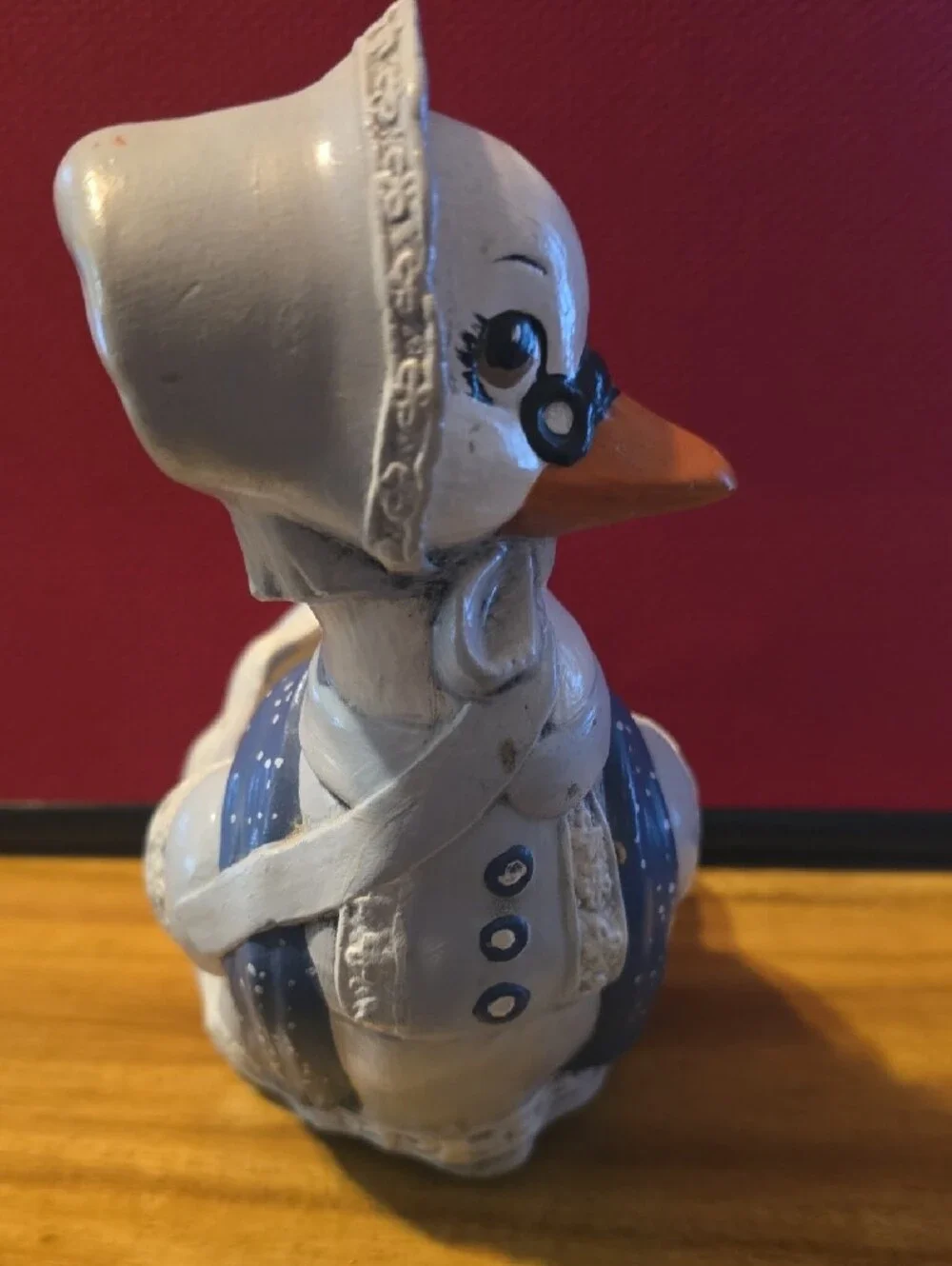 Cottage Core Vintage-Style White and Blue Duck Planter Vase 1984